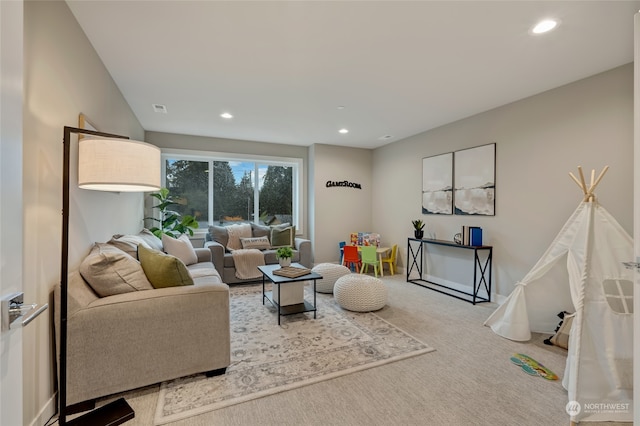 living room featuring carpet flooring