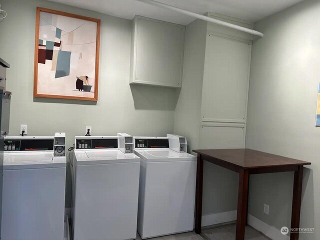 250 Tucker Ave Unit 24, Friday Harbor, WA 98250 - laundry area featuring cabinet space and independent washer and dryer
