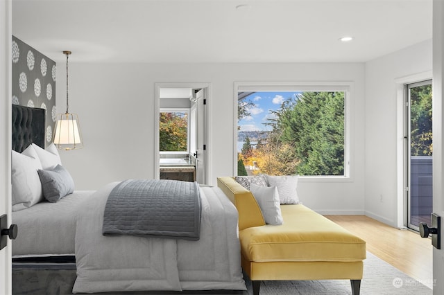 bedroom with wood-type flooring