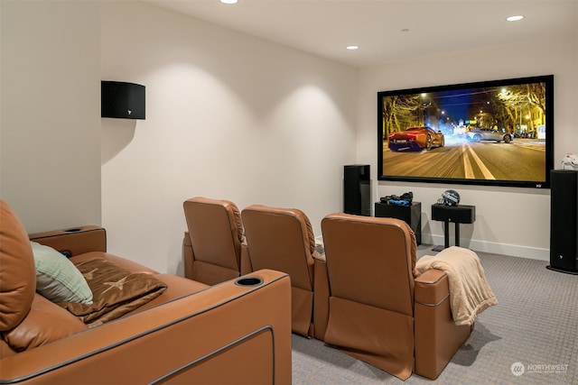 view of carpeted home theater