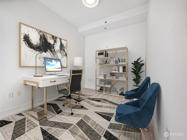 office space with hardwood / wood-style flooring