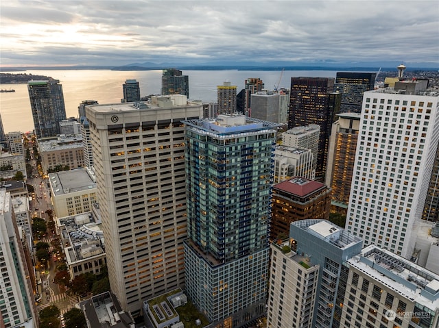 view of city with a water view