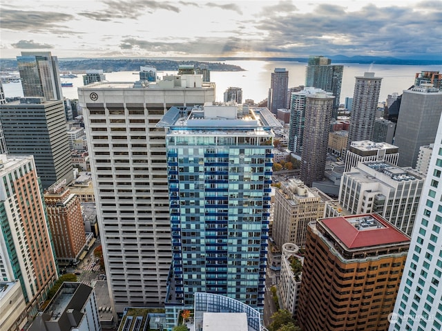 property's view of city with a water view