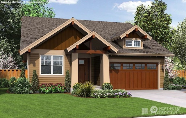 craftsman-style home with a front yard