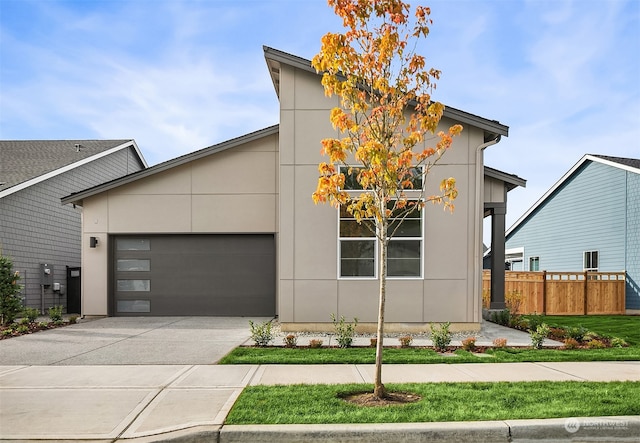 contemporary house featuring a garage