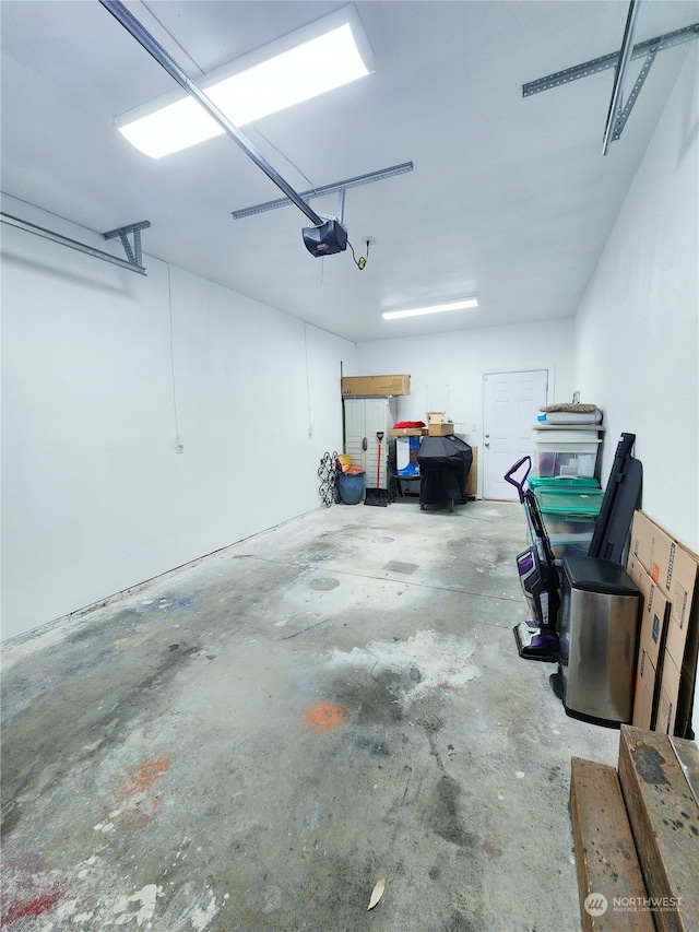 garage with a garage door opener