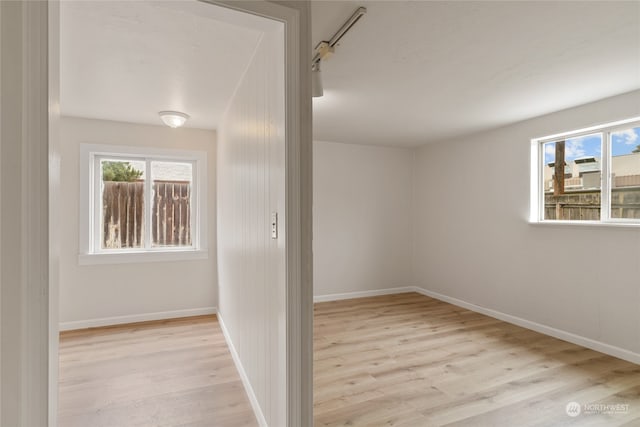 interior space with light hardwood / wood-style flooring