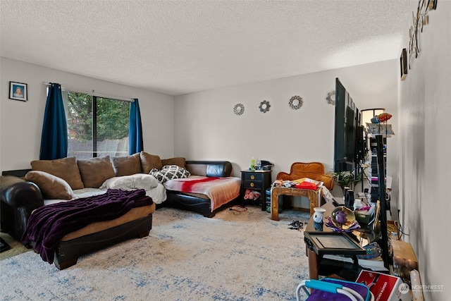 living room featuring a textured ceiling