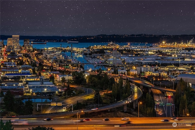 city view with a water view