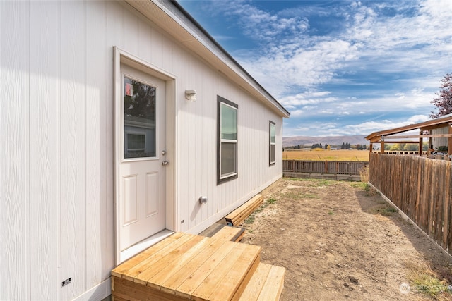 exterior space featuring a mountain view