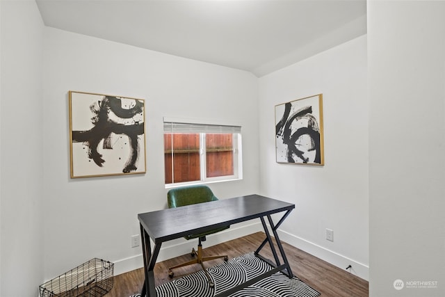 office area featuring hardwood / wood-style flooring