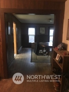 hall featuring dark hardwood / wood-style floors