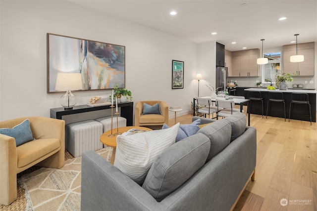 living room featuring light hardwood / wood-style floors