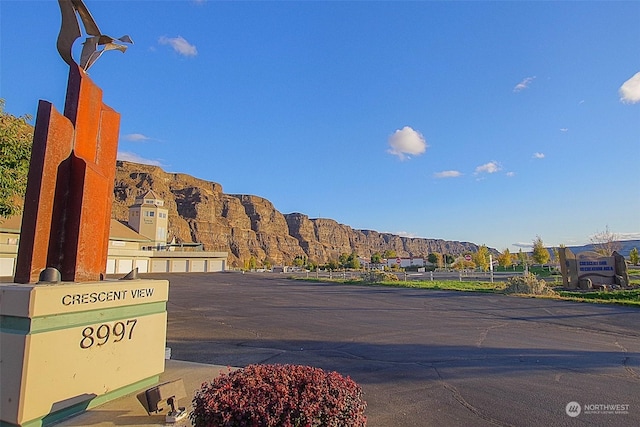 exterior space featuring a mountain view