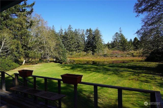 view of yard featuring a water view