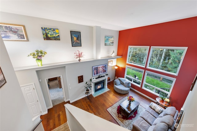 living room with hardwood / wood-style flooring