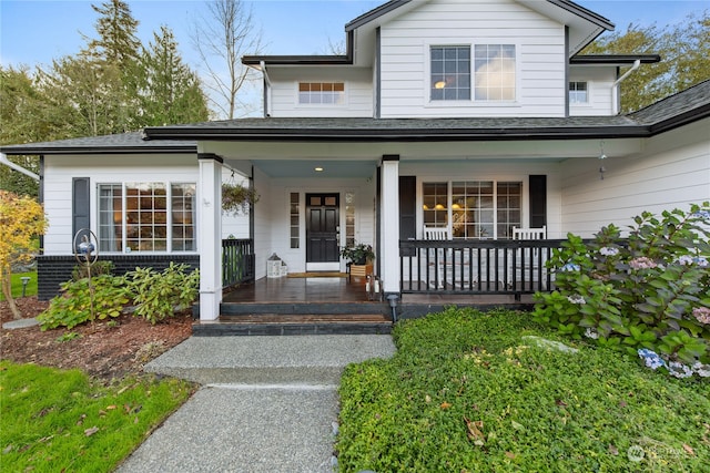 view of front of home with covered porch