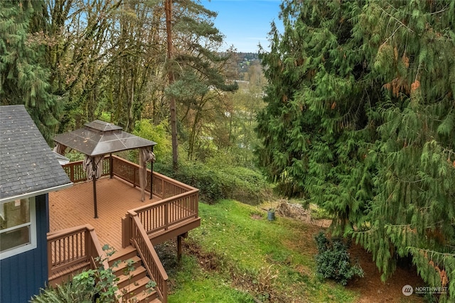 view of yard with a gazebo and a deck