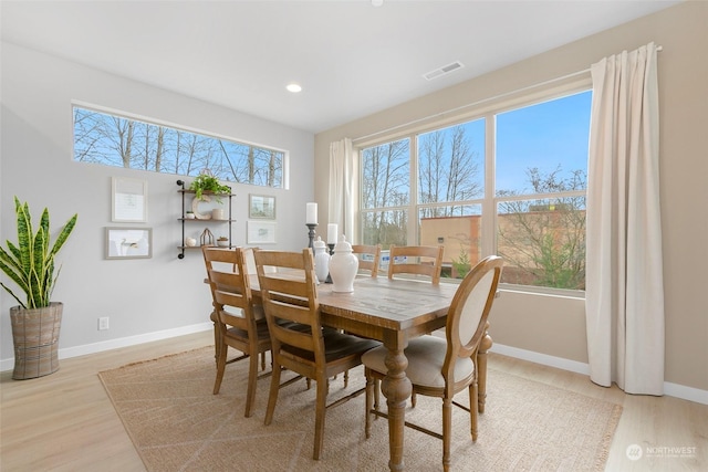 dining area featuring light hardwood / wood-style flooring