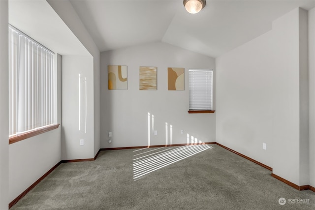 bonus room featuring carpet flooring and lofted ceiling