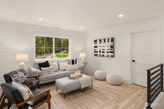 living room featuring light wood-type flooring