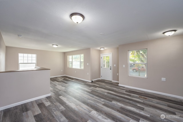 empty room with a wealth of natural light and dark wood-type flooring