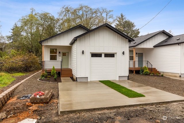 view of front of property with a garage