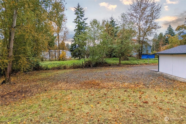 view of yard at dusk