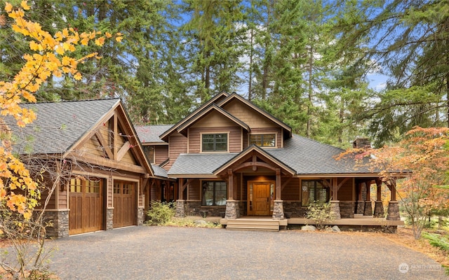 craftsman-style home with covered porch