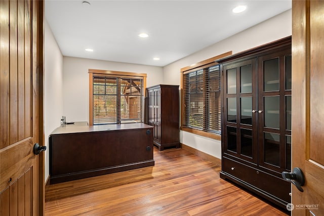 office space featuring light hardwood / wood-style flooring