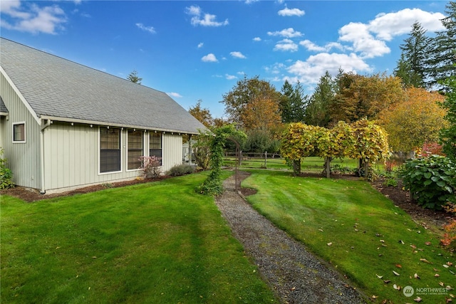 view of yard featuring fence