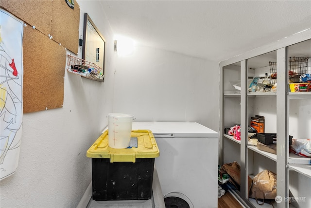 laundry area featuring hardwood / wood-style flooring