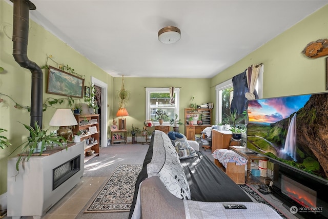 view of tiled living room