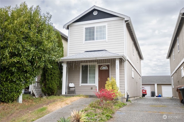 view of front property with a garage