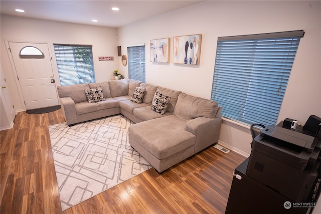 living room featuring hardwood / wood-style flooring