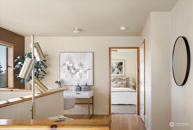 hall featuring light wood-type flooring