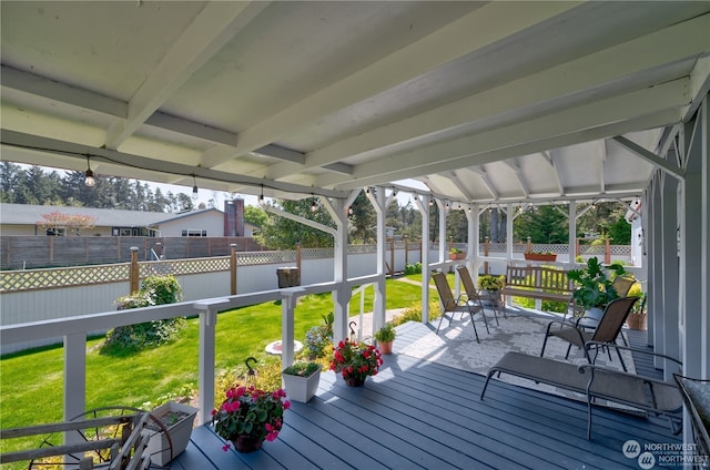 sunroom / solarium with beam ceiling