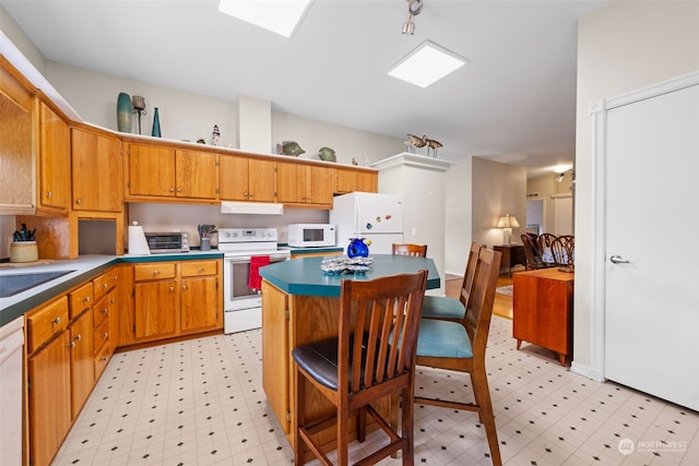 kitchen with white appliances and sink