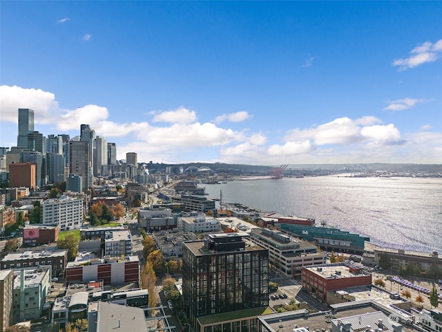 property's view of city with a water view