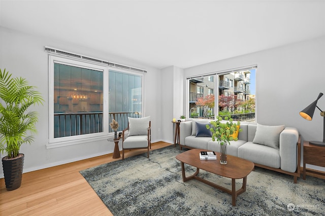 living room with hardwood / wood-style flooring