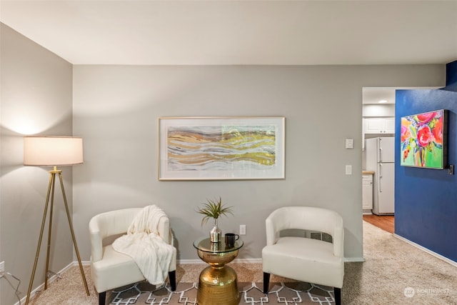 sitting room featuring carpet