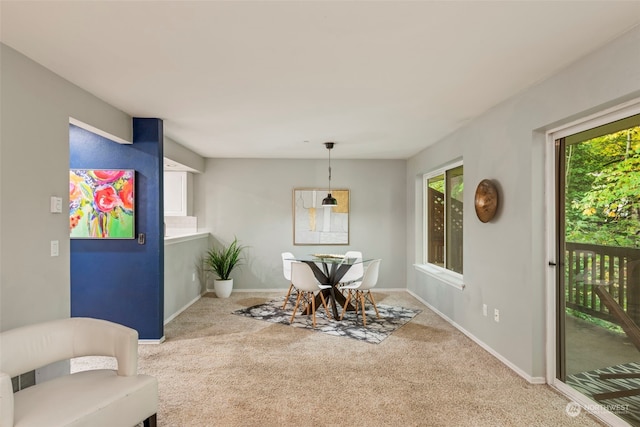 dining area with carpet flooring