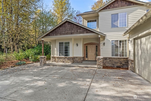 exterior space featuring a garage