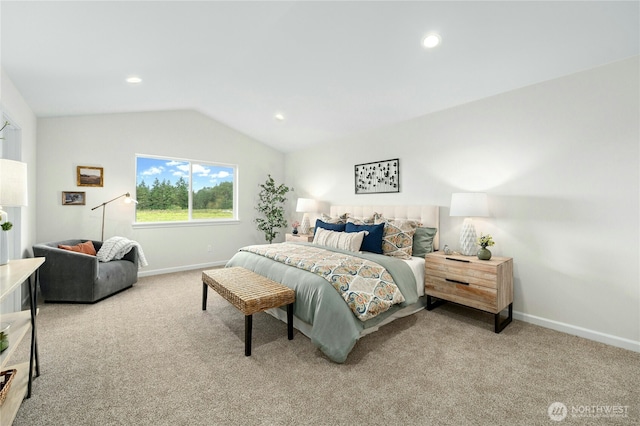 14714 88th Way SE Unit 3, Yelm, WA 98597 - bedroom with carpet, vaulted ceiling, and recessed lighting
