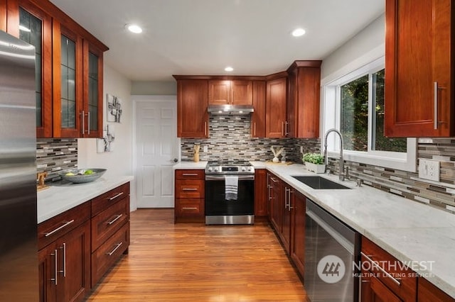 kitchen featuring sink, stainless steel appliances, and backsplash