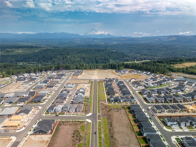 aerial view with a mountain view