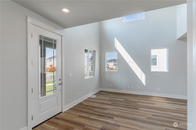 foyer entrance featuring hardwood / wood-style floors