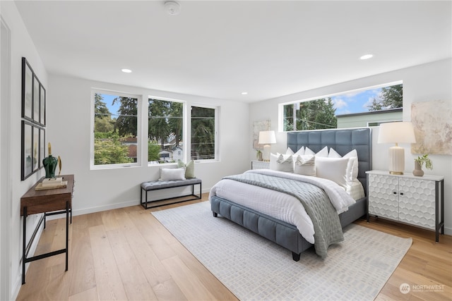 bedroom featuring light hardwood / wood-style floors