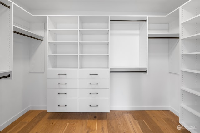 walk in closet featuring hardwood / wood-style flooring