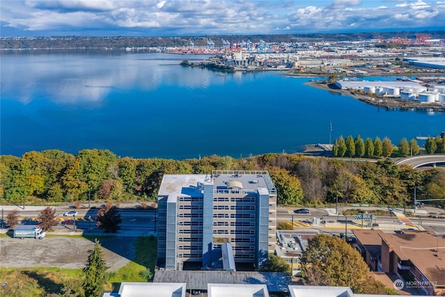 bird's eye view featuring a water view